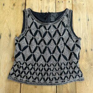 Cote D' Azur Silk Beaded Top Evening Embroidered XL Crop‎ Formal